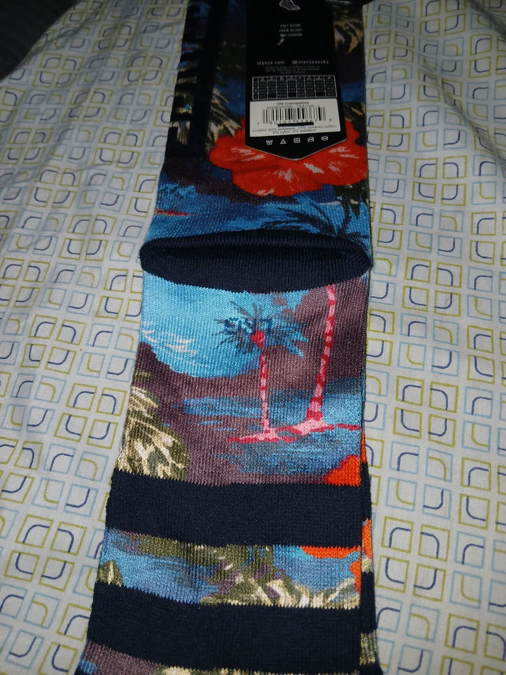 Stance Men's Casual Floral Crew Socks - Blue/Orange